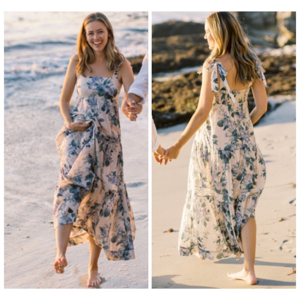 Zimmermann Cassia Tiered Hydrangea Print Tie Shoulder Maxi Dress Size 1 | US 6 - Picture 16 of 16